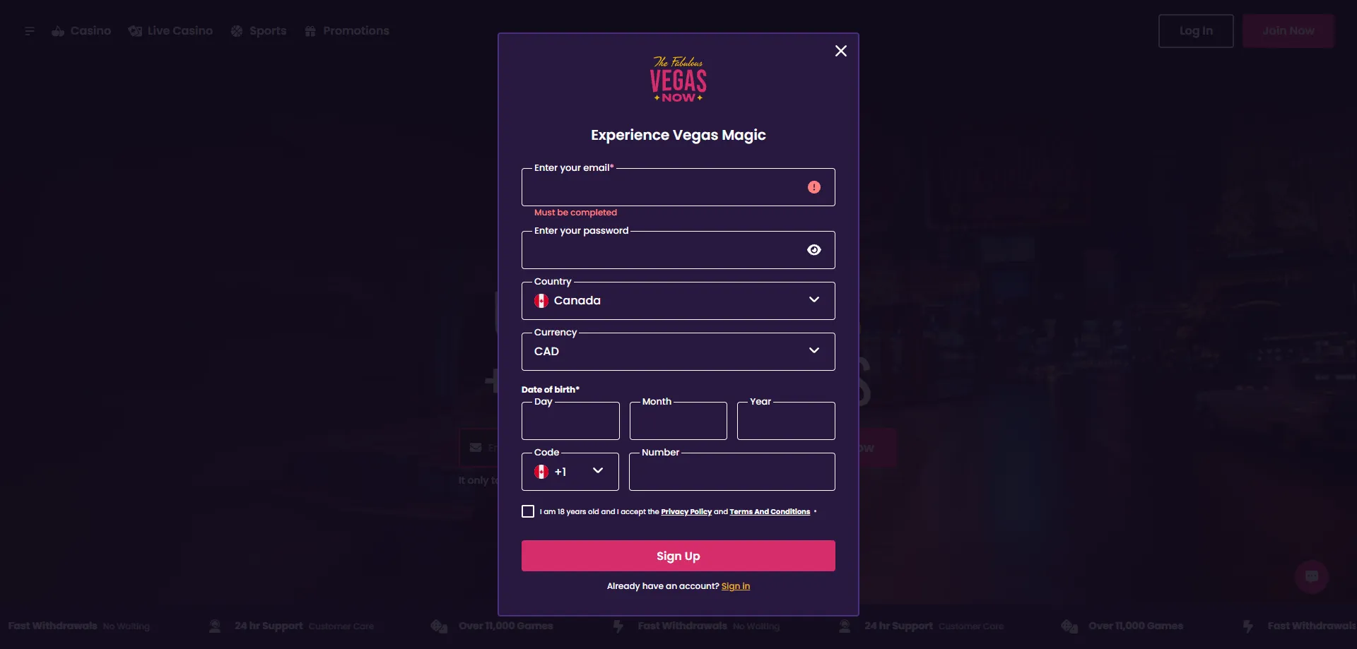 Vegas Now Casino Registrierung auf dem Smartphone – Schritt für Schritt